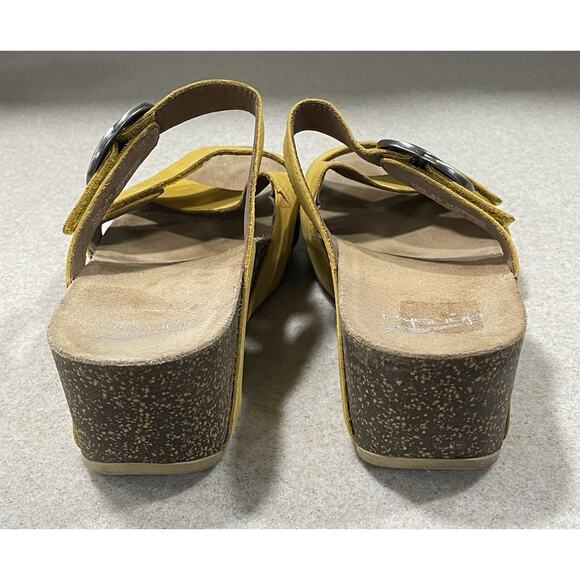 Dansko Susie Yellow Milled Nubuck Cork Wedge Slide Sandal Women 9/EU 40-ADJ Mule - Picture 3 of 11